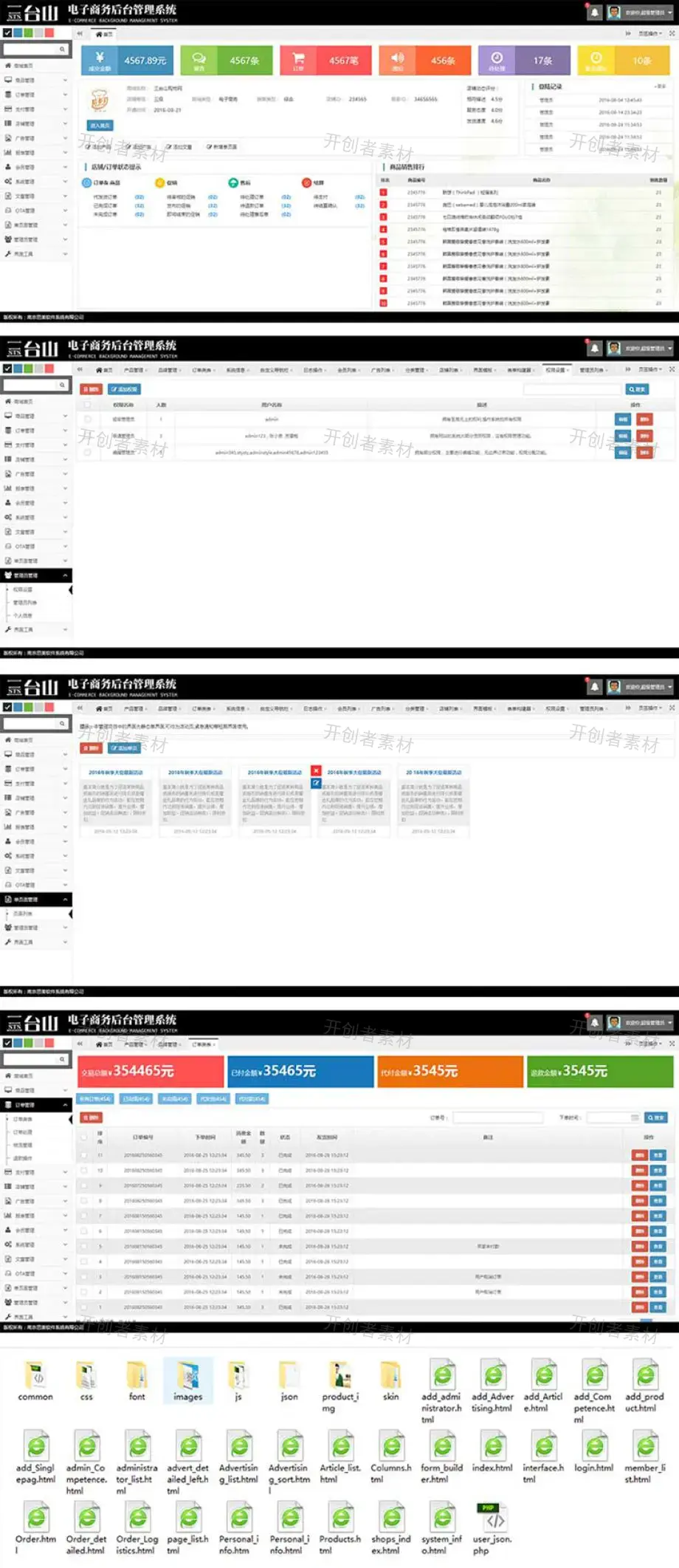 HTML电子商务商城后台管理界面模板